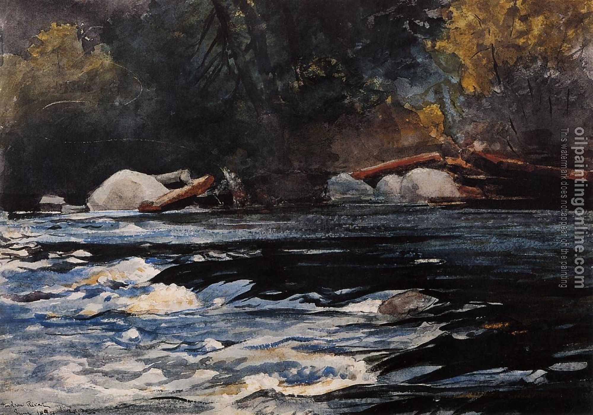 Homer, Winslow - The Rapids, Husdon River, Adirondacks